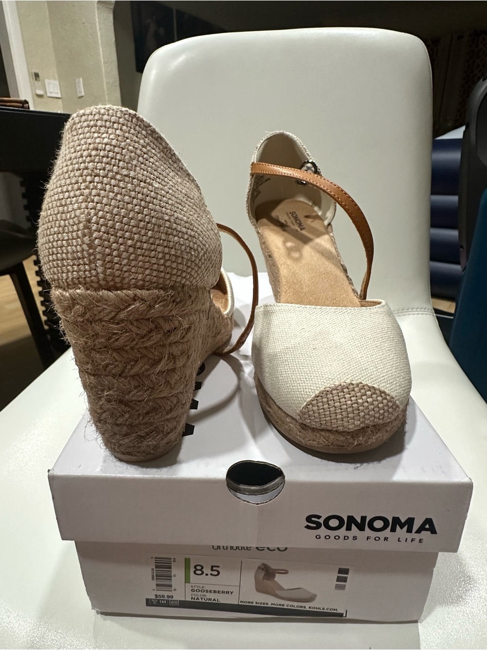 Sonoma Natural Canvas & Tan Espadrille Wedge Sandals